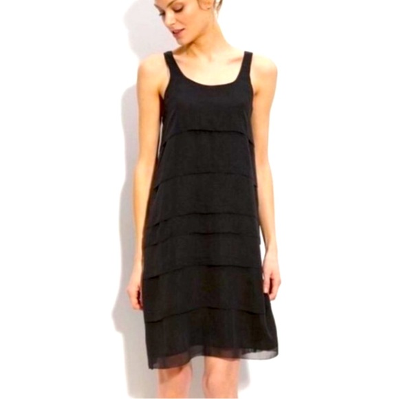 Eileen Fisher Silk Tiered Ruffle Dress - Picture 1 of 6